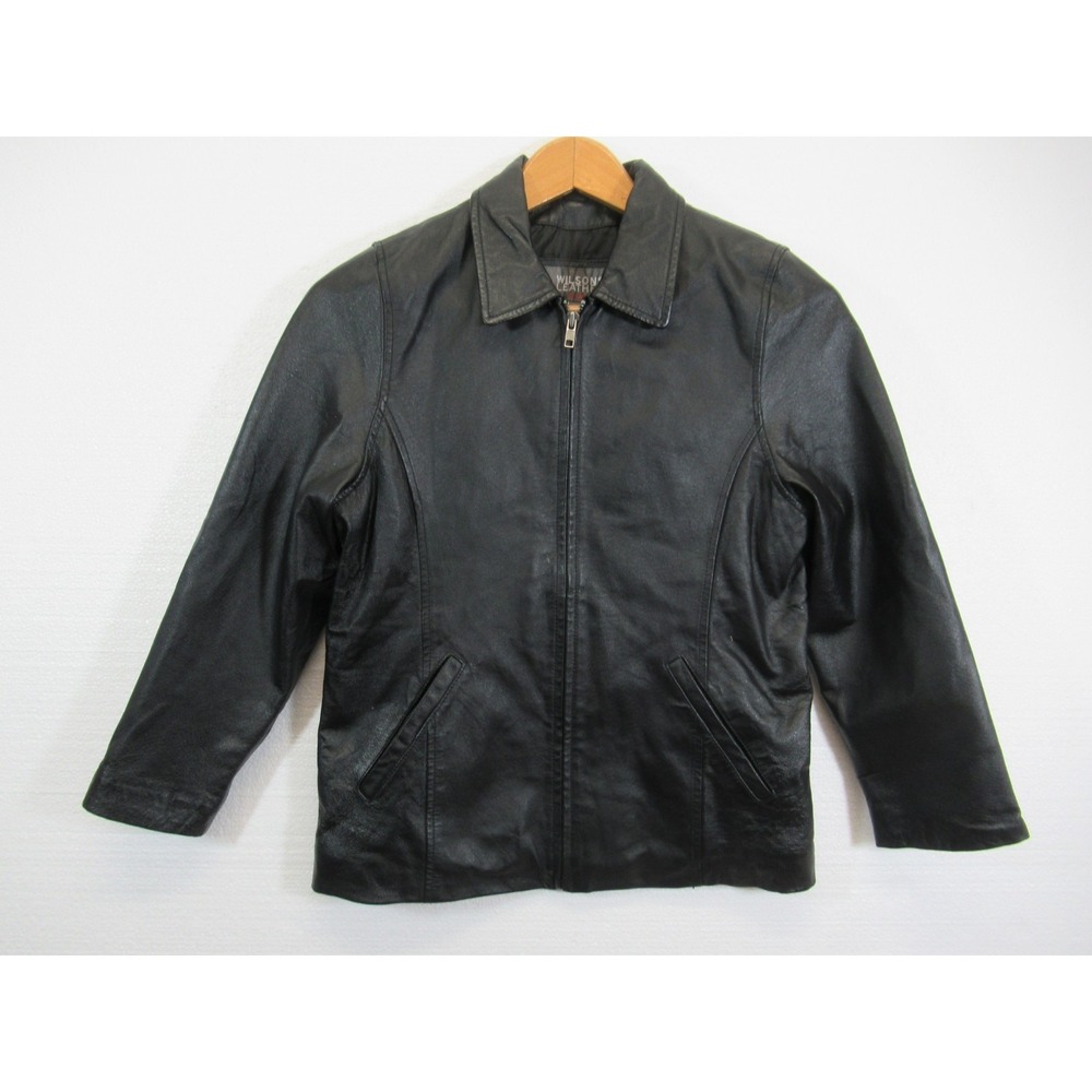 Wilsons Leather Jacket Kids XL Black Thinsulate Insulated Pockets